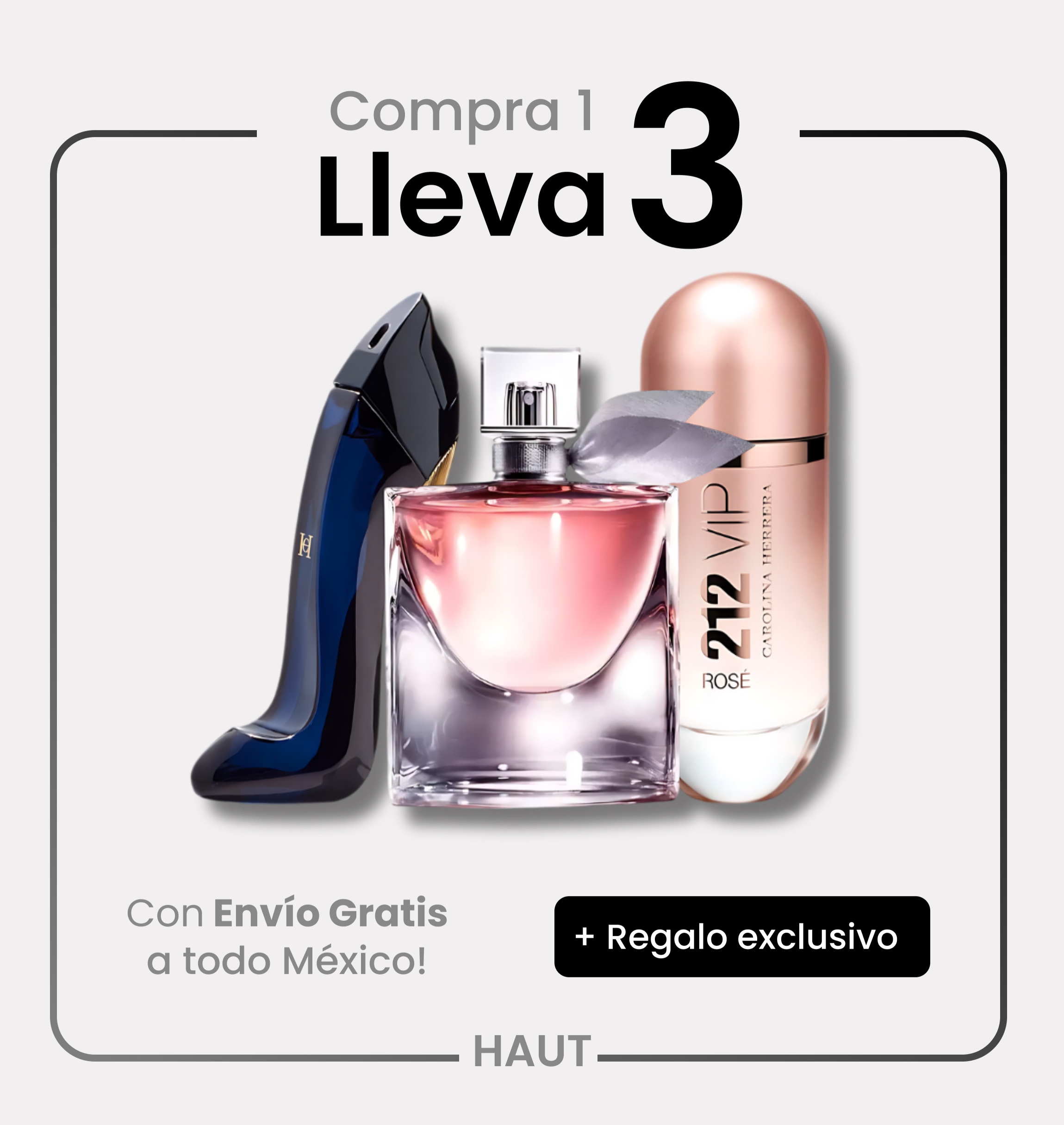 Combo de 3 Parfums Carolina Herrera GOOD GIRL, Lancôme LA VIE EST BELLE y Carolina Herrera 212 VIP ROSÉ