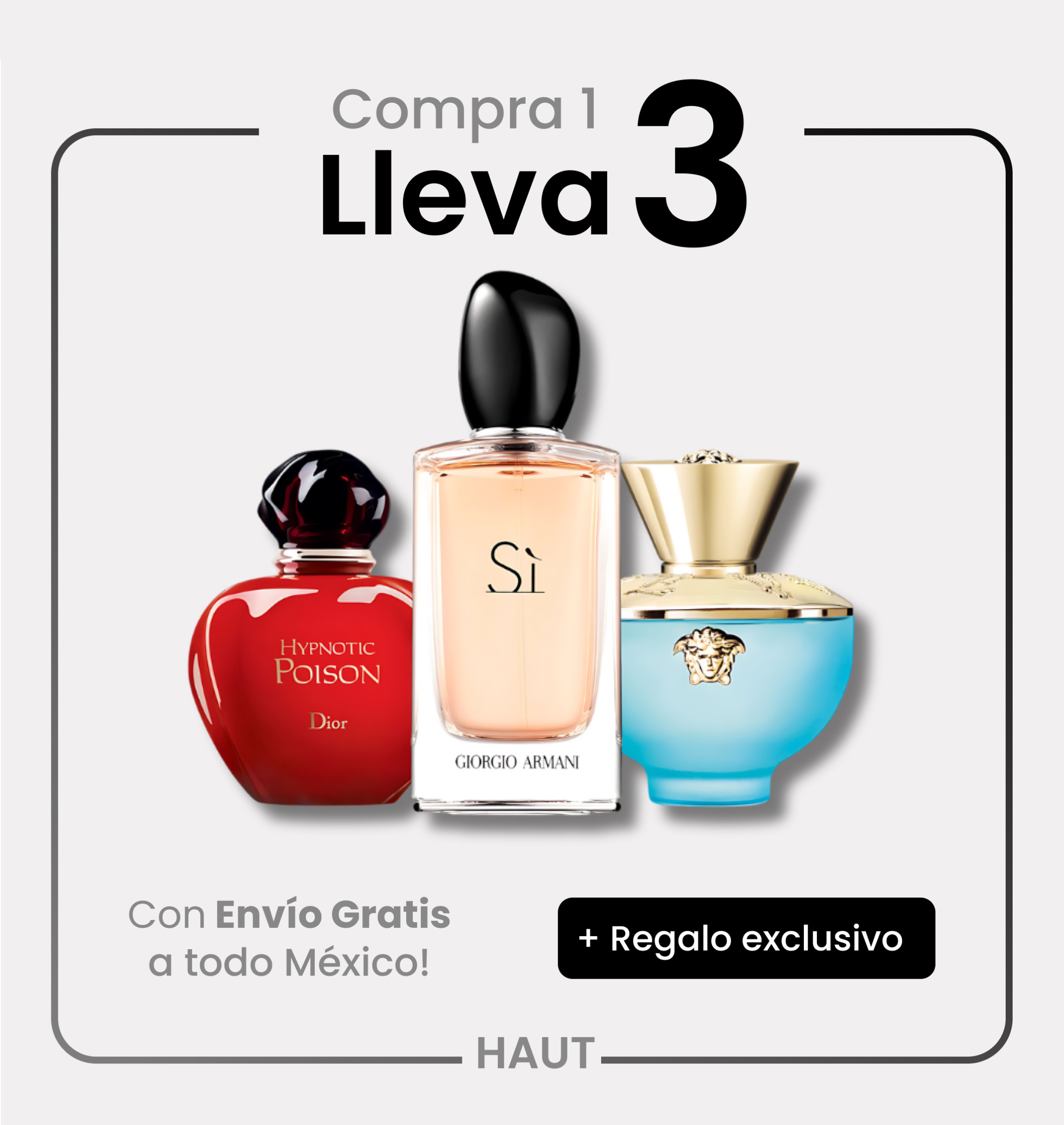 Combo de 3 Perfumes Dior HYPNOTIC POISON, Giorgio Armani SÌ y Versace DYLAN TURQUOISE