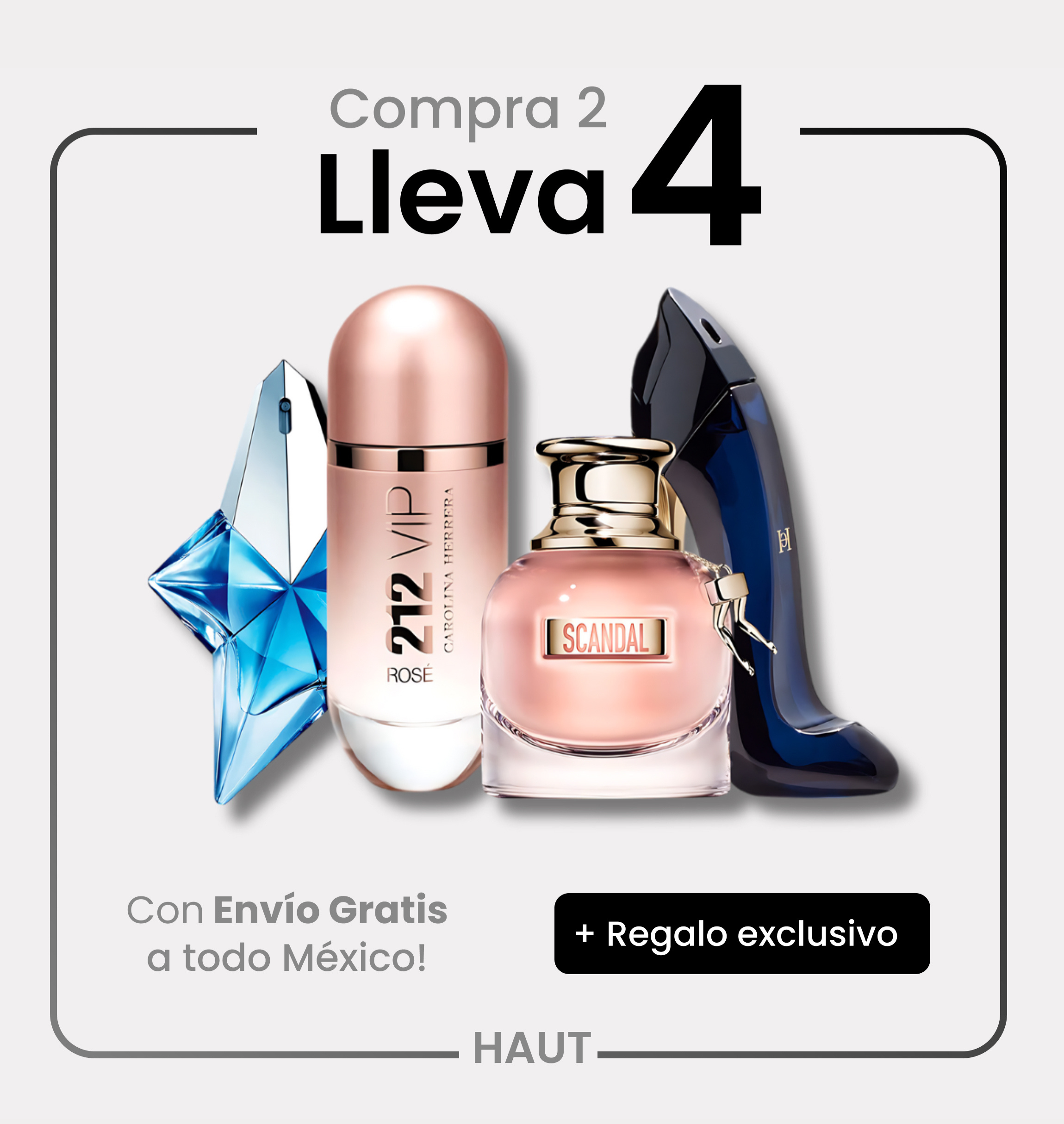 Combo 4 Perfumes Angel Mugler, 212 VIP Rosé, Scandal y Good Girl