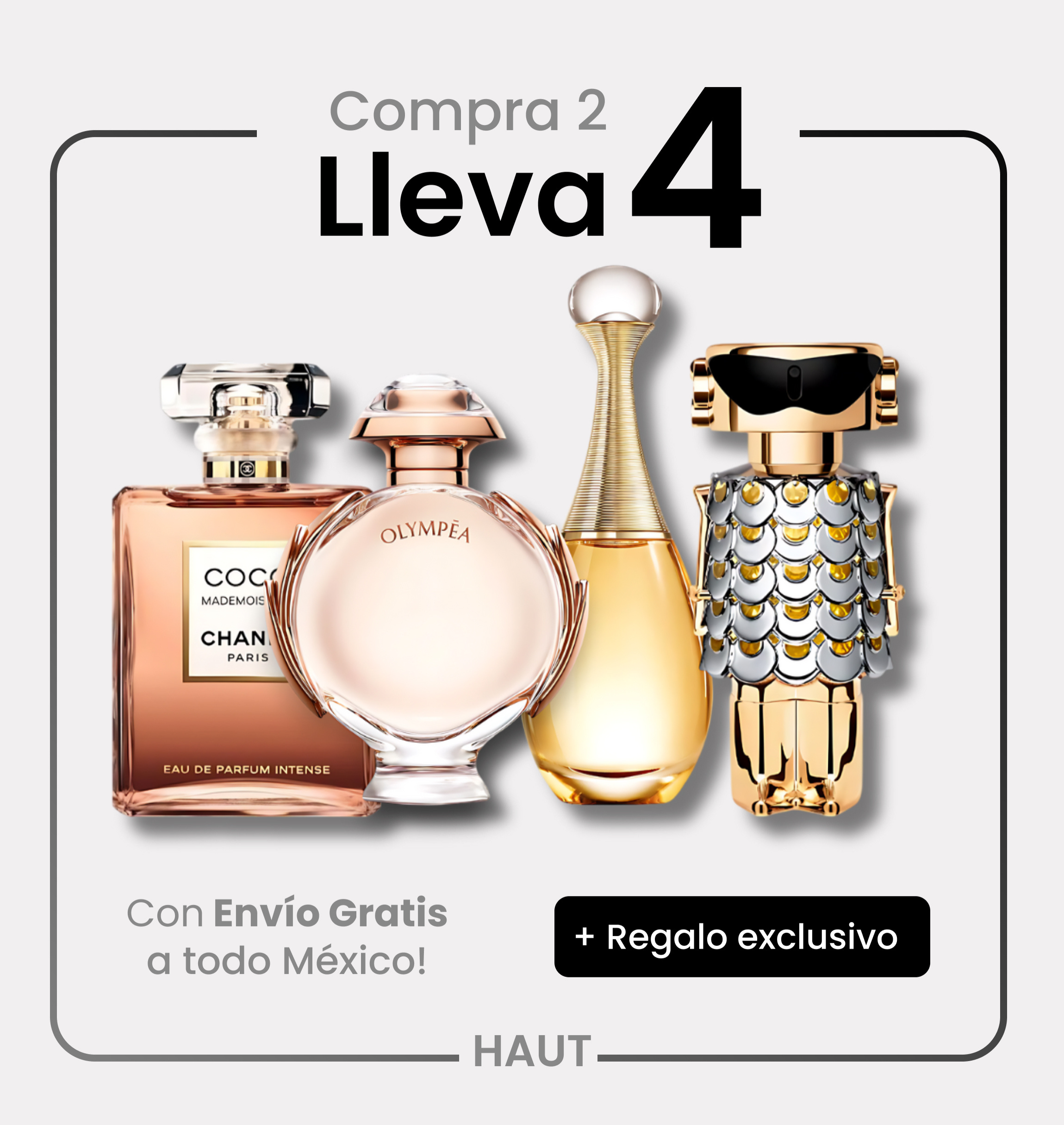 Combo 4 Perfumes Coco Chanel, J'Adore, Olympea y Paco Rabanne Fame