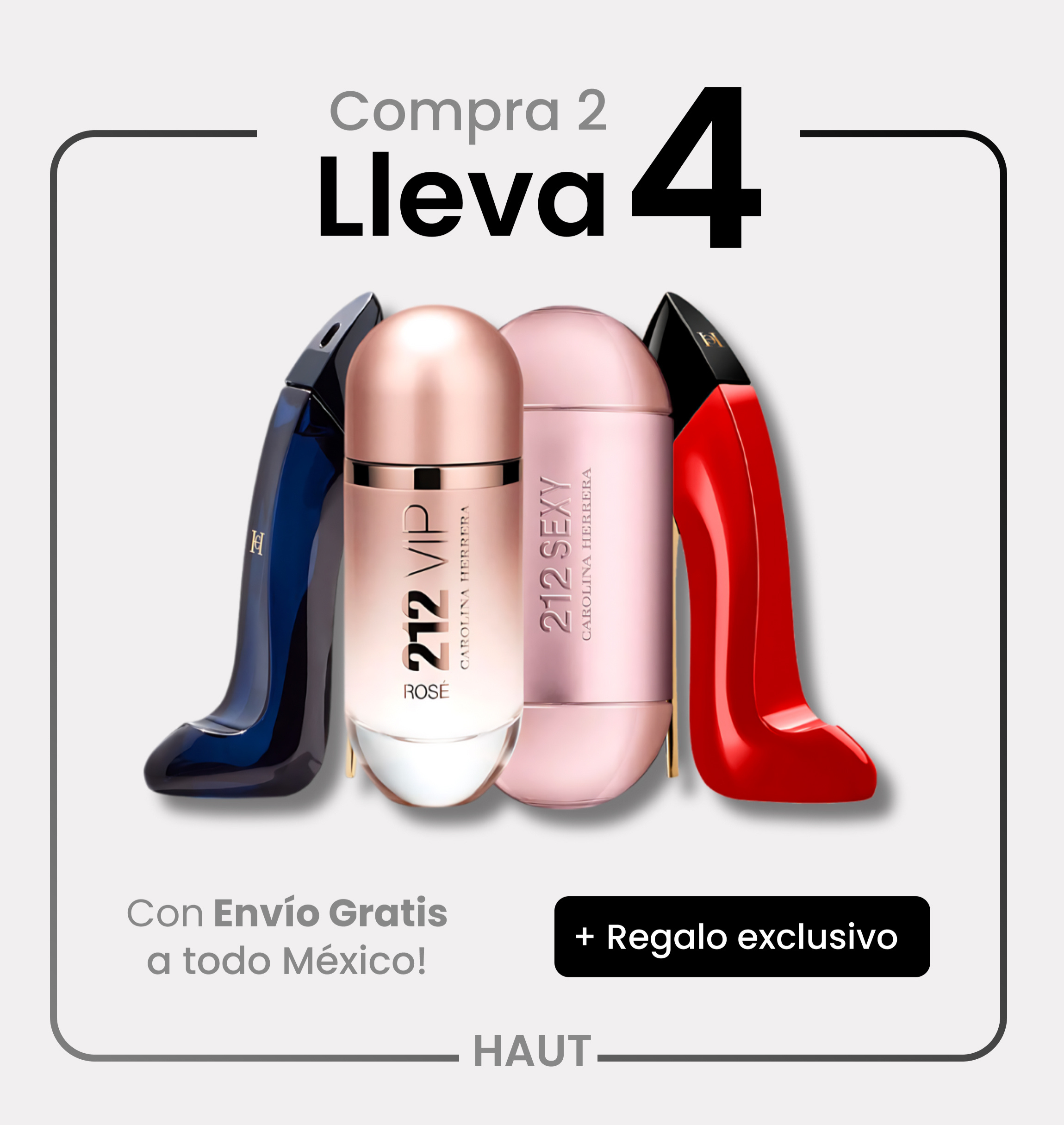 Combo 4 Perfumes Good Girl, Good Girl Very, 212 VIP ROSE y 212 VIP Sexy