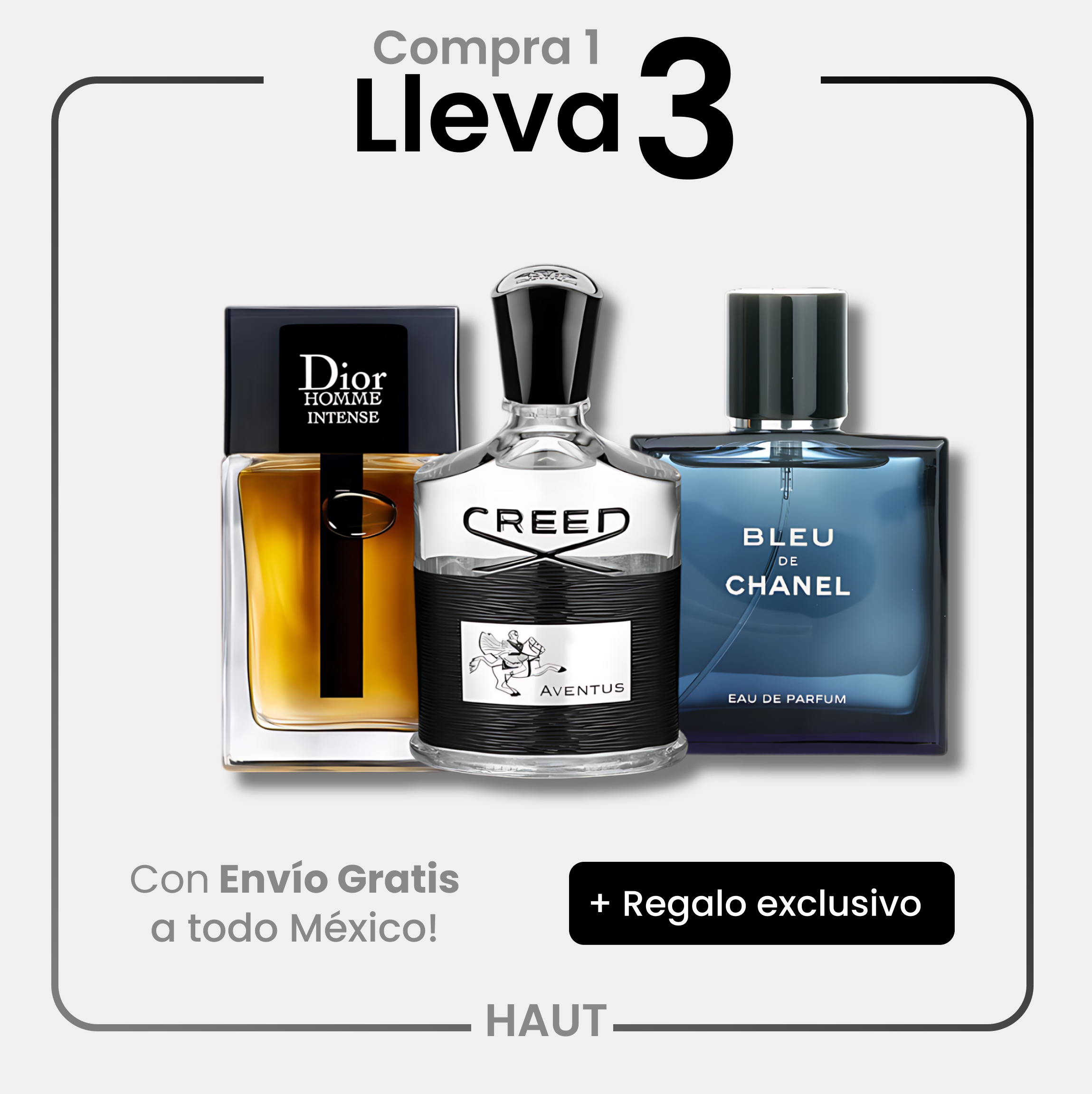 Combo 3 Perfumes Creed, Bleu de Chanel y Dior Homme Intense