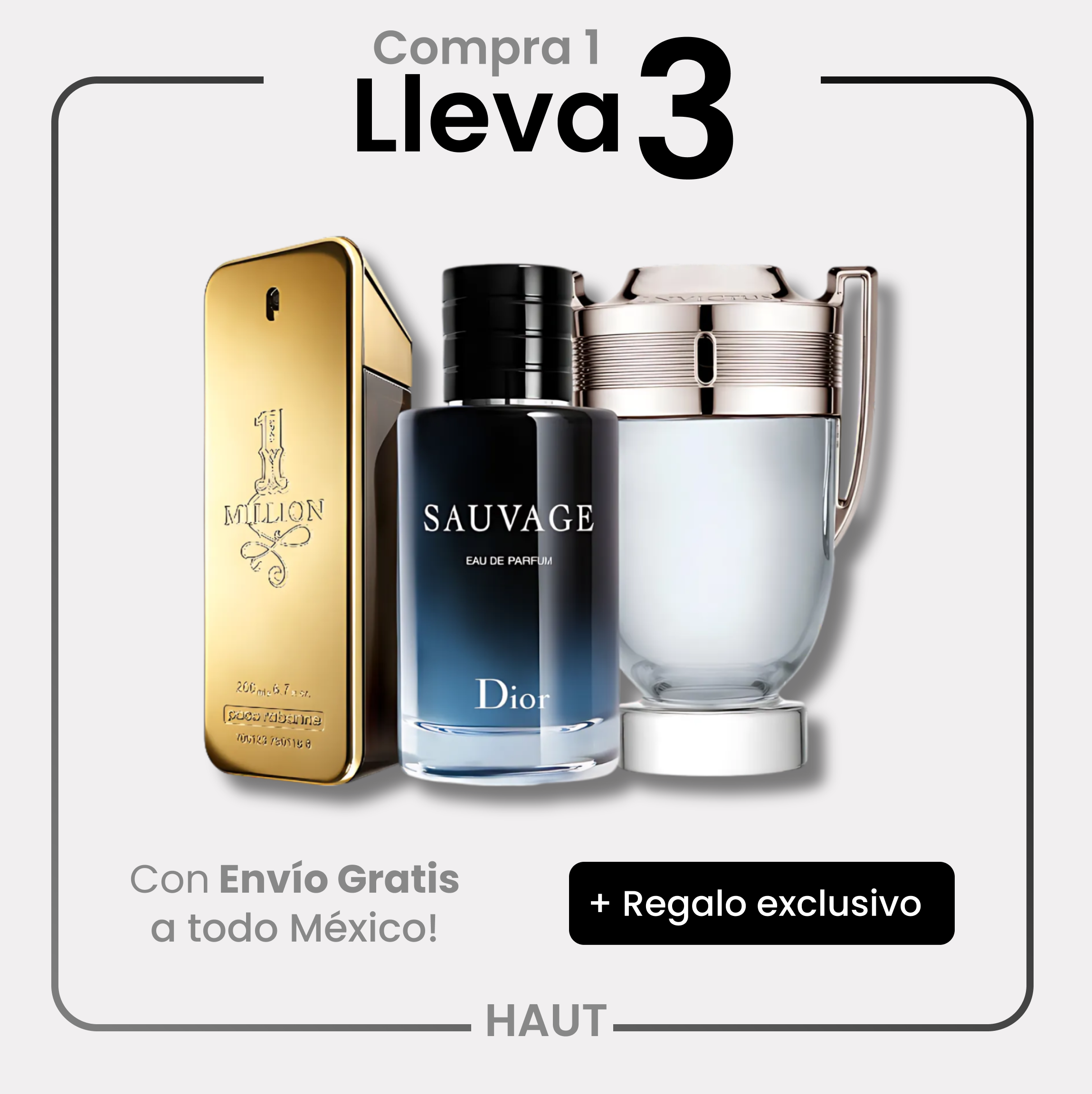 Combo 3 Perfumes Paco Rabanne ONE MILLION, Dior SAUVAGE y Paco Rabanne INVICTUS