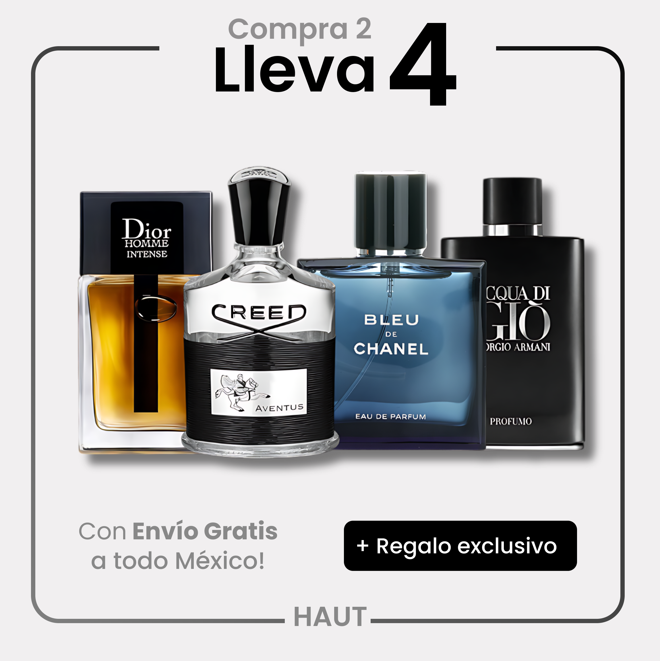 Combo 4 Perfumes Creed, Bleu de Chanel, Acqua Di Gió y Dior Homme Intense