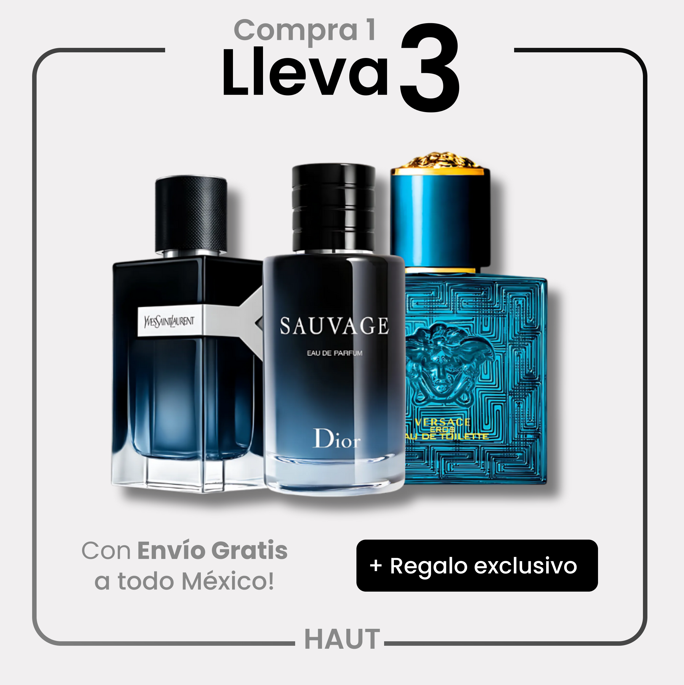 Combo 3 perfumes Dior SAUVAGE, Yves Saint Laurent Y MEN y Versace EROS