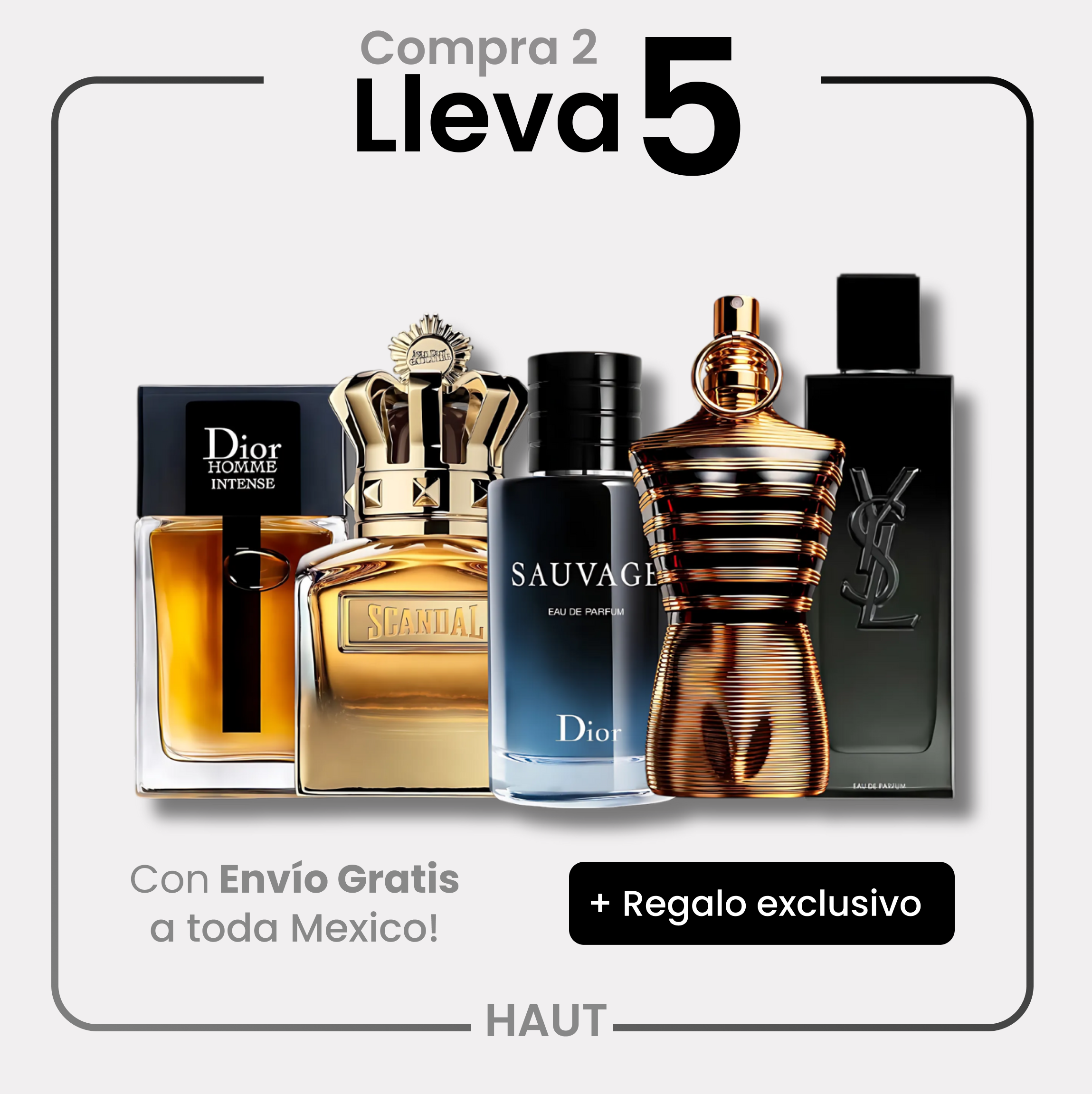 Combo 5 perfumes  Homme intense,Scandal absolu, Le male elixir, Sauvage y YSL myslf