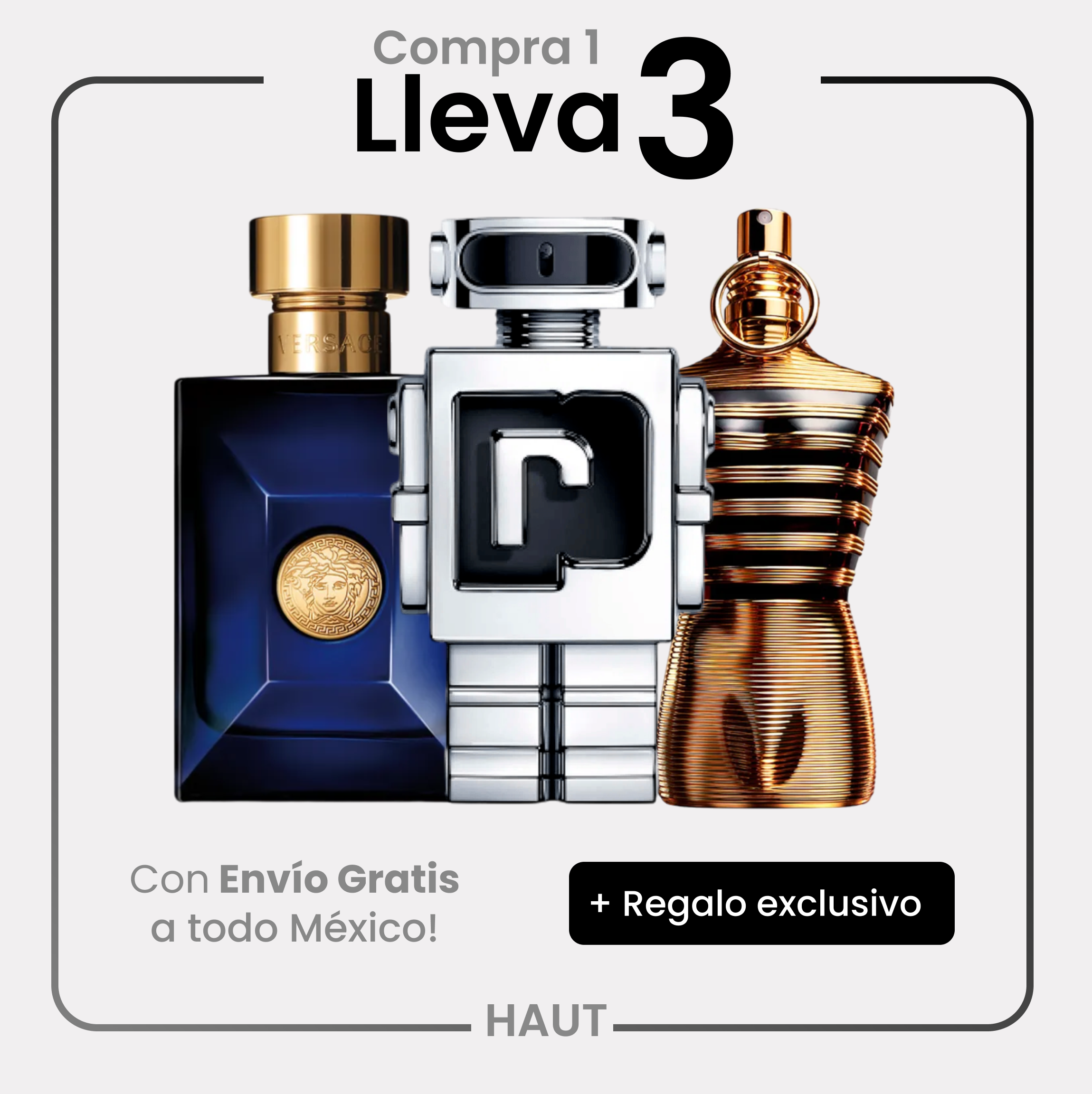 Combo de 3 Perfumes Versace DYLAN BLUE, Paco Rabanne PHANTOM y Jean Paul Gaultier Le Male Elixir