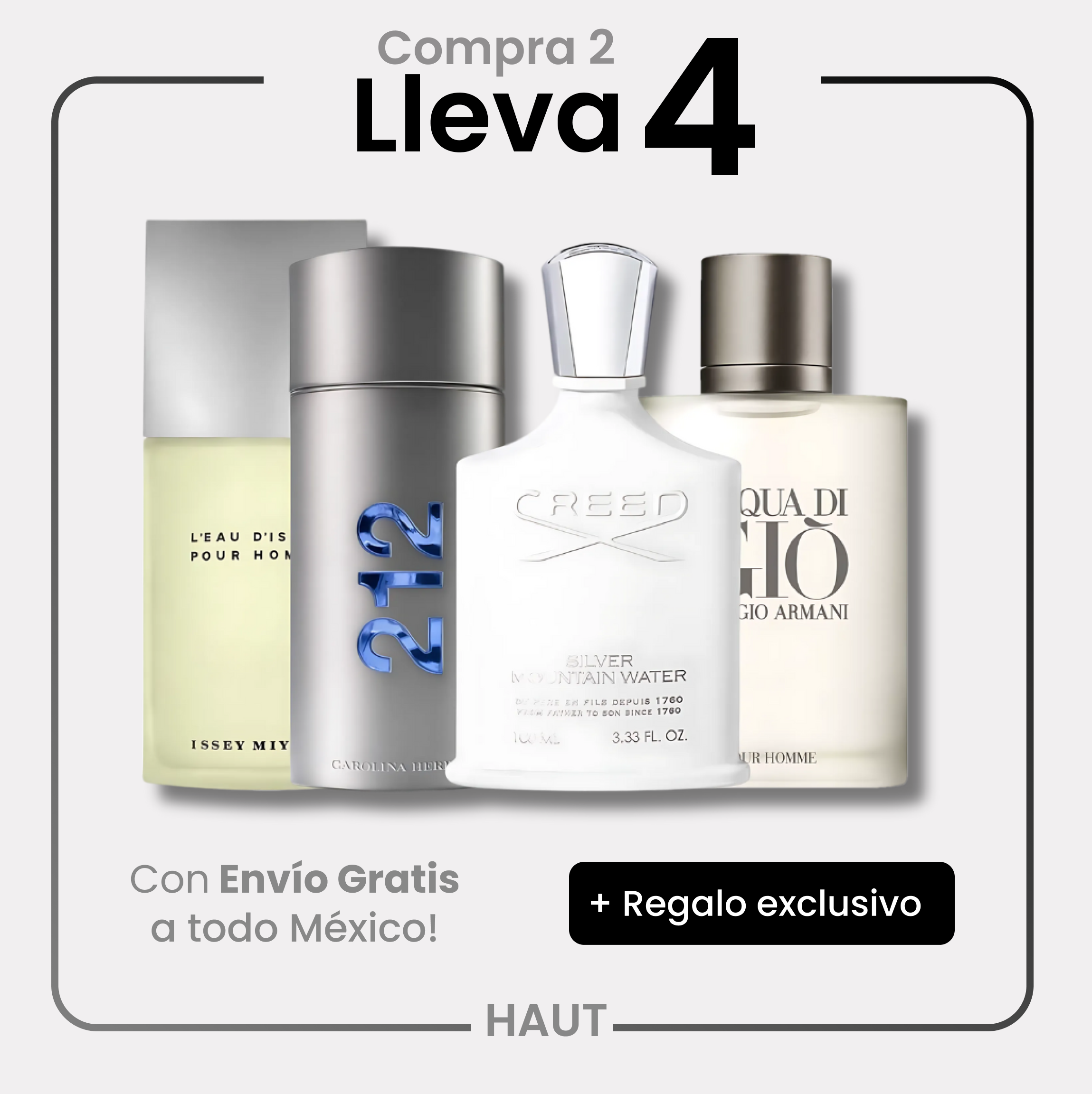 Combo 4 Perfumes Issie Miyake, Acqua Di Dio, Creed Silver y 212 Vip NYC