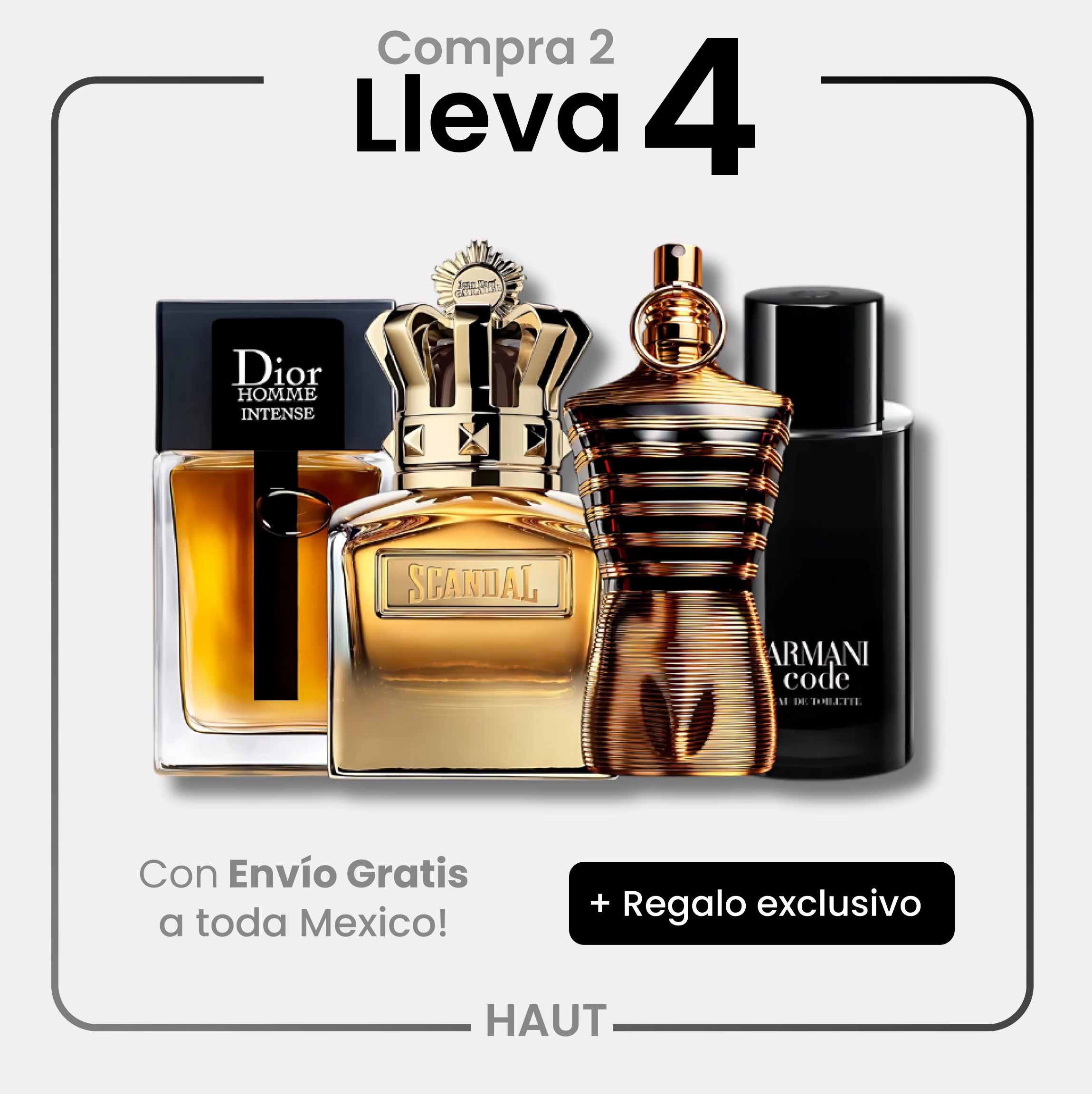 Combo 4 Perfumes Homme intense,Scandal absolu, le male elixir e armani code